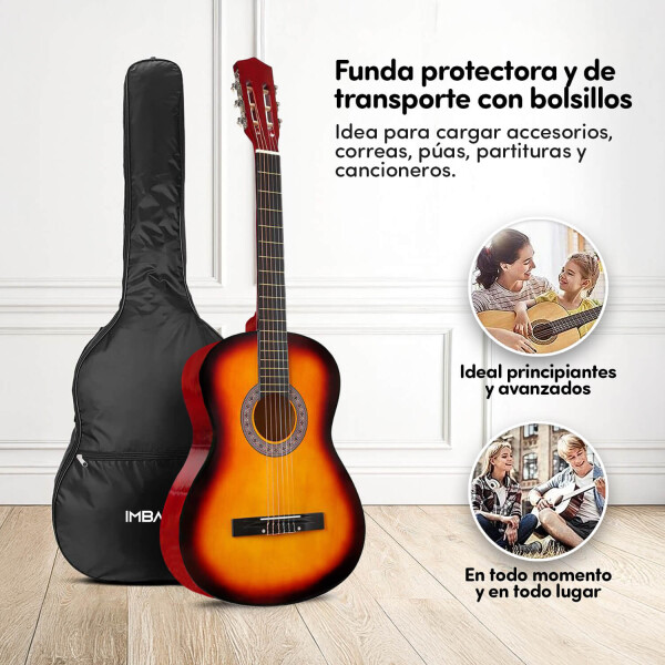 Guitarra Criolla Clasica Tamaño 4/4 39 Para Iestros Con Estuche Funda Y Puas Imback Color Cedro Guitarra Criolla Clasica Tamaño 4/4 39 Para Iestros Con Estuche Funda Y Puas Imback Color Cedro