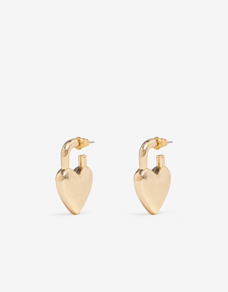 Aros Argollas Metal Aros Corazón Metal. - Dorado