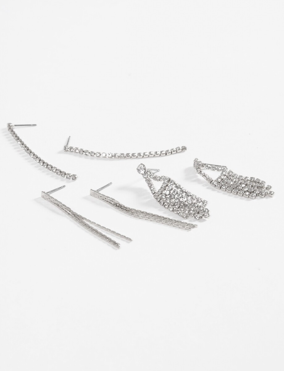 Set de caravanas strass - plateado 