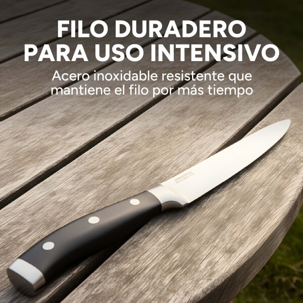 Cuchillo De Cocina Premium Carne Acero Inoxidable Resistente Color Negro