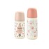 Set x2 biberones Suavinex 270ml + 360ml - Prints birds rosa
