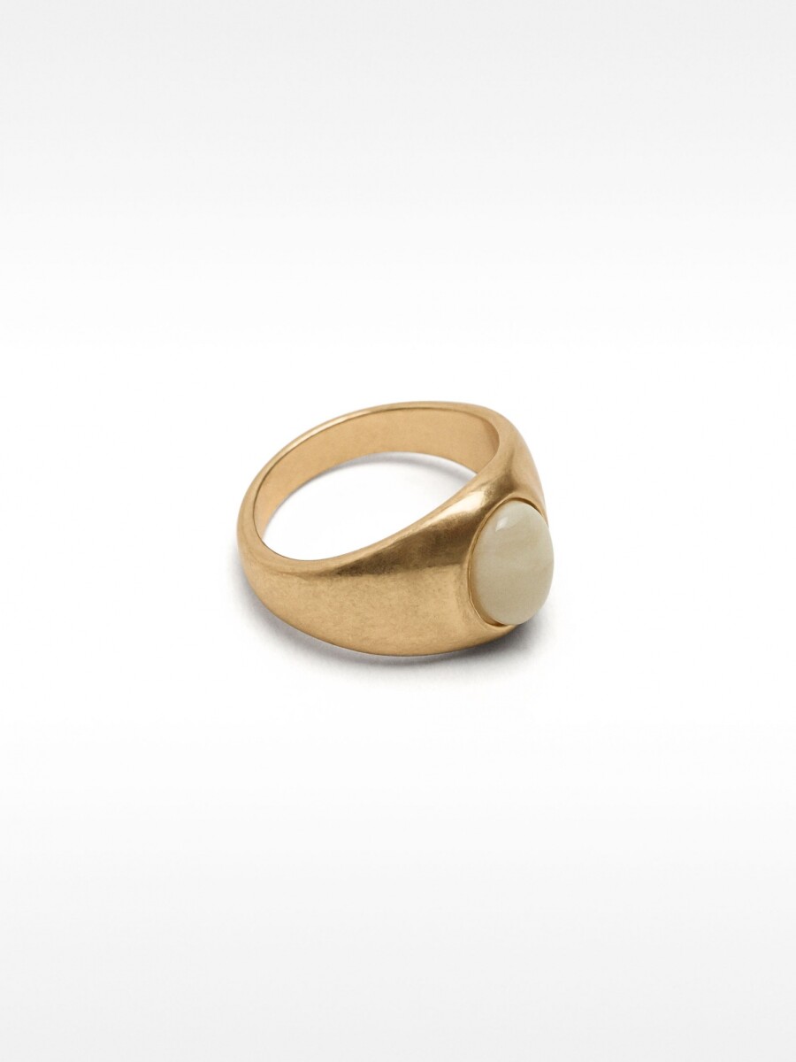 Anillo Ancho Con Detalle Ovalado blanco