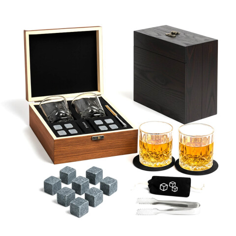 Juego De Vasos De Whisky Con Estuche Pinza Hielos 8 Rocas IMBACK Color Negro Juego De Vasos De Whisky Con Estuche Pinza Hielos 8 Rocas IMBACK Color Negro