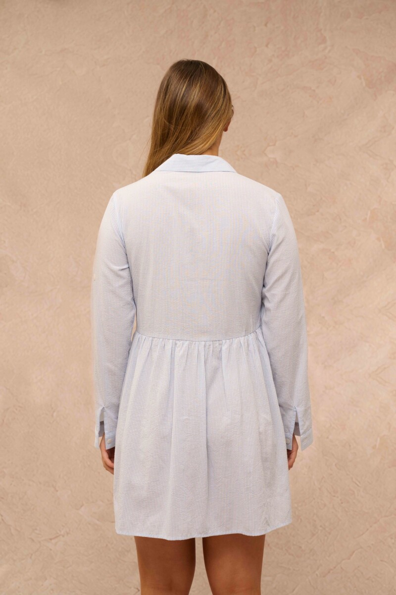VESTIDO CLAUDIN CELESTE Y BLANCO VESTIDO CLAUDIN CELESTE Y BLANCO