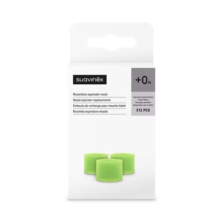 Recambios 12 Repuestos Filtro Aspirador Nasal Bebé Suavinex Verde