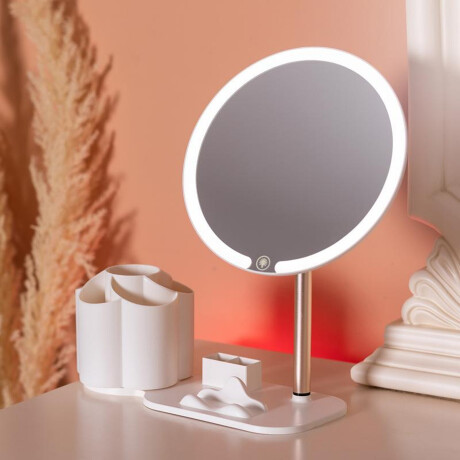 Espejo de tocador con organizador y luz LED Blanco