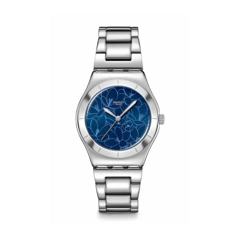 Reloj Swatch YLS235G Petal Frenzy de Acero Inoxidable para dama Azul