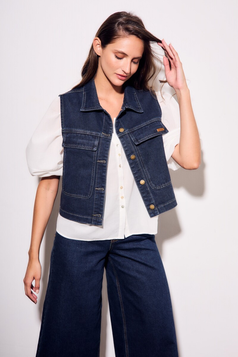 Chaleco Denim Bolsillos Jean
