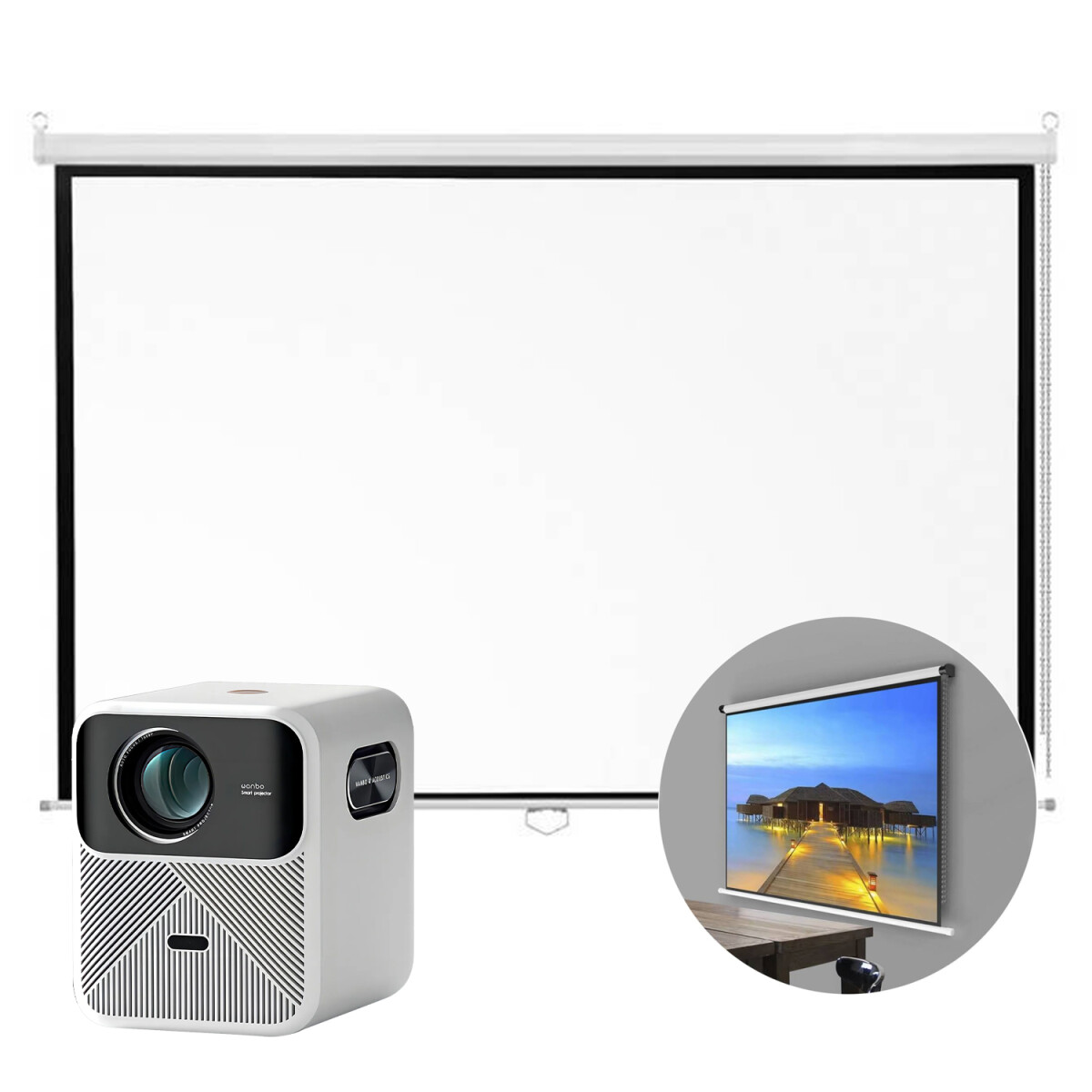 Proyector Wanbo Mozart 1 Hdmi Fhd Wifi + Pantalla 100" - PK PROYECTOR WANBO MOZART 1 + PANTALLA 