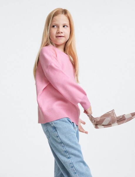 BUZO DE PUNTO INFANTIL - BLANCO ROSADO