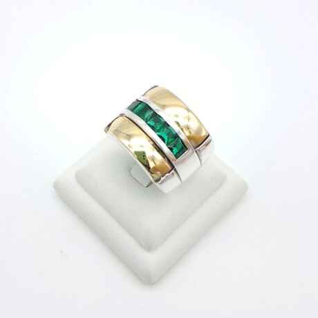 Anillo de plata 925, double en oro 18 ktes y circonias. Anillo de plata 925, double en oro 18 ktes y circonias.