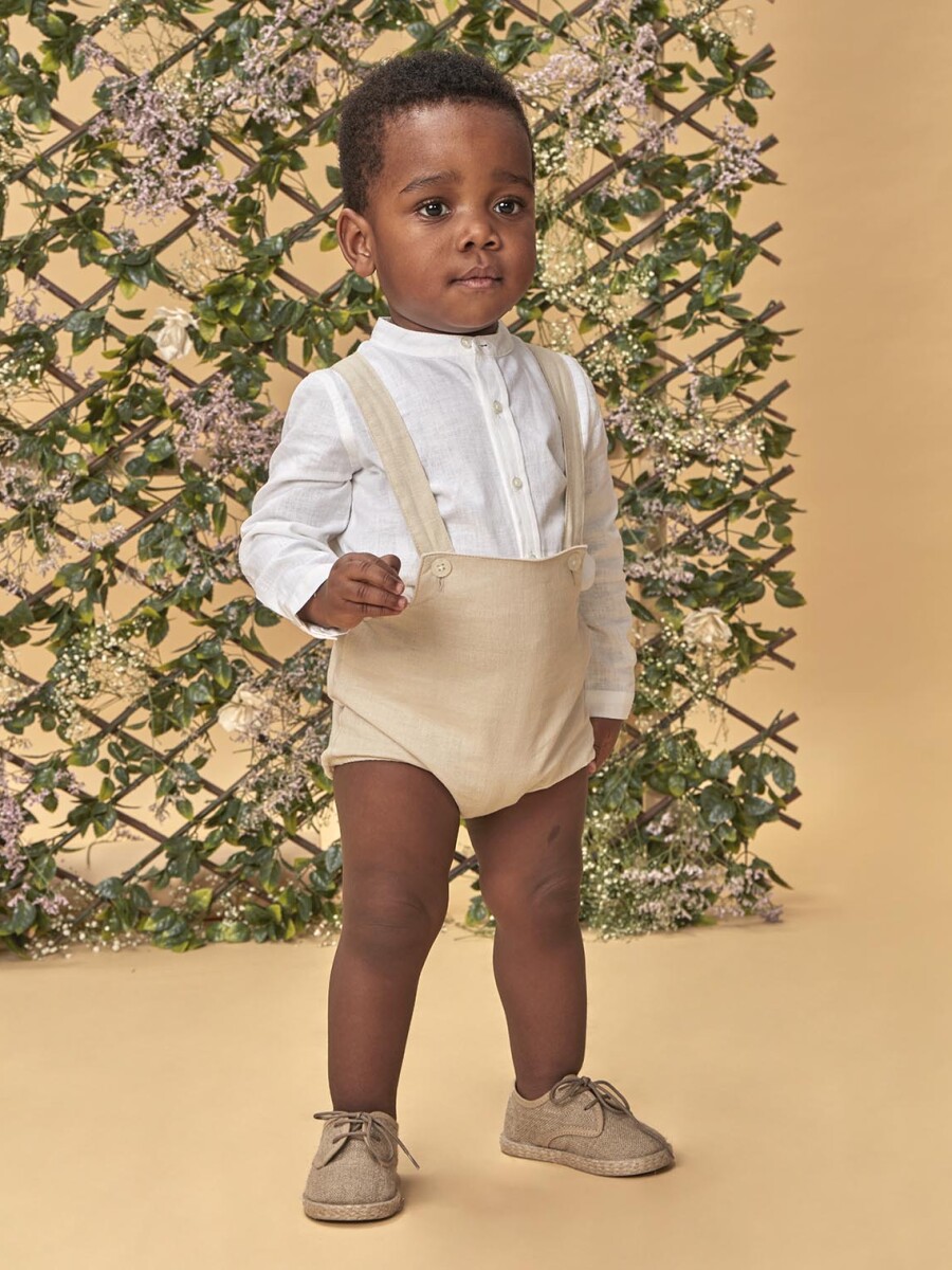 Bombacho De Lino Con Tirantes Marron