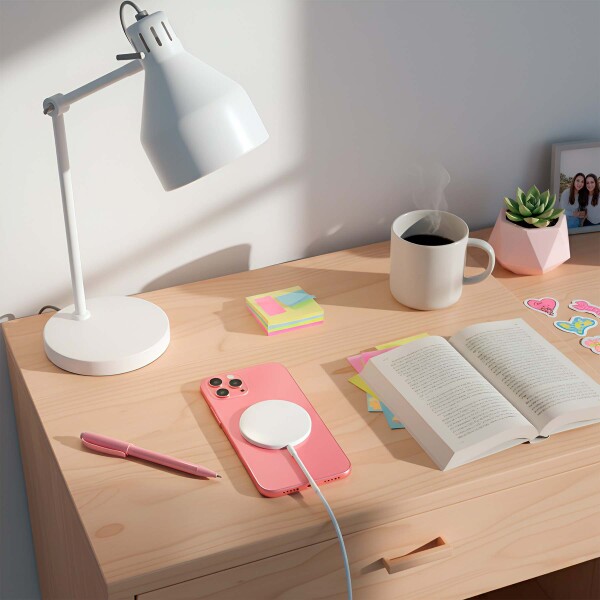 Cargador Qi Magnetico 15w Inalambrico Rapido Con Usb C Color Blanco