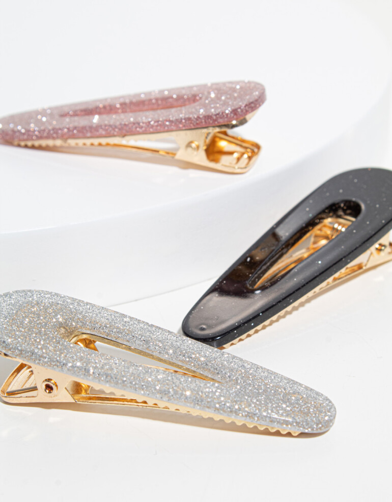 Horquillas con Accesorios Glitter Set De Horquillas Shinny - Combinacion Tricolor