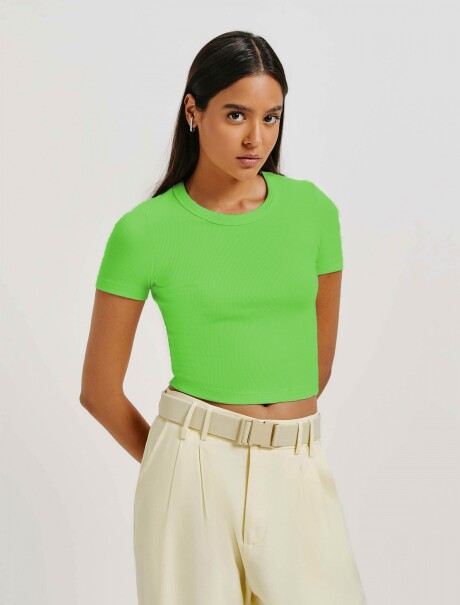 BLUSA CORTA BÁSICA VERDE LIMÓN