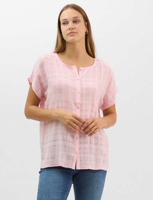 Blusa Fluida De Algodón Texturizado ROSA