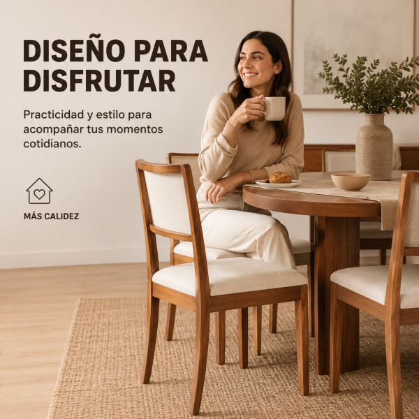 Silla De Comedor ComboHome Lola Madera Maciza Ratan Natural Blanco 1