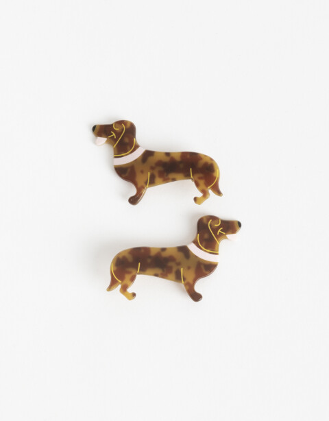 Horquillas con Accesorios Animales Set De Horquillas Perro Salchicha - Marron Carey