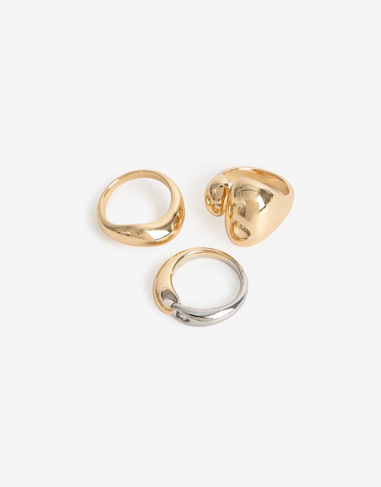 Sets Anillos Metal Setanillos Biplating - Dorado