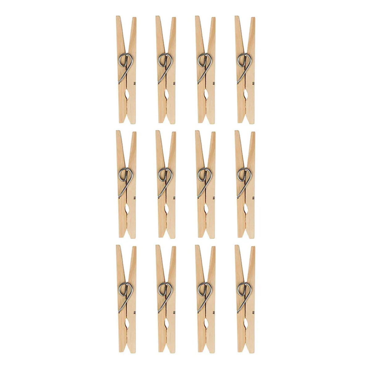 Palillos Pinzas Madera Mor 12 Piezas Ropa Cuerdas Tender - Natural 