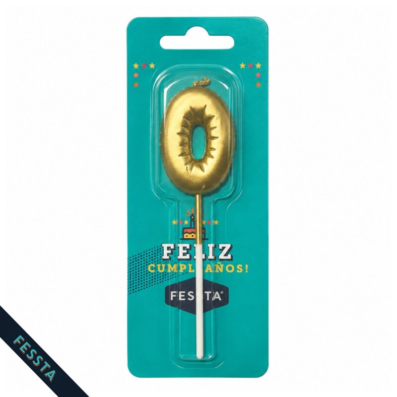 Vela Numero - Diseño Globo Dorada Pequeña Cero