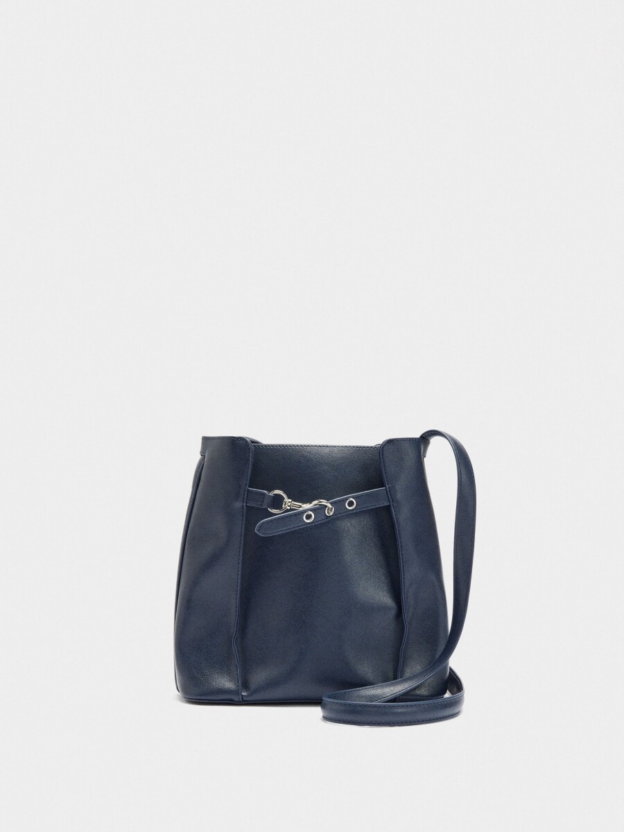 Bolso Bombonera Con Pliegues Laterales azul-marino