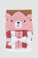 Toalla con capucha + 5 babitas bebe lazos Rosado
