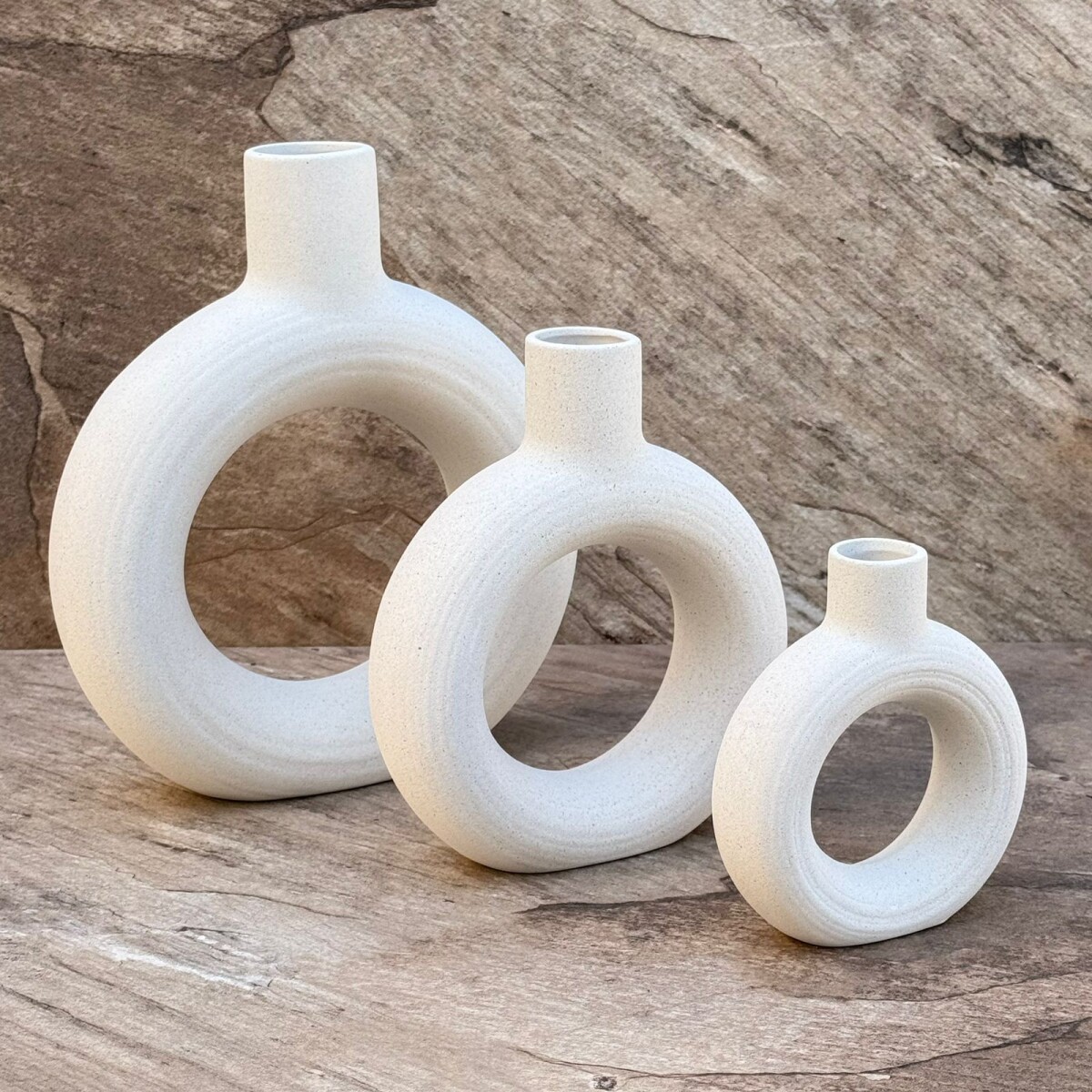 Juego De 3 Floreros Donut Decorativos Ceramica 
