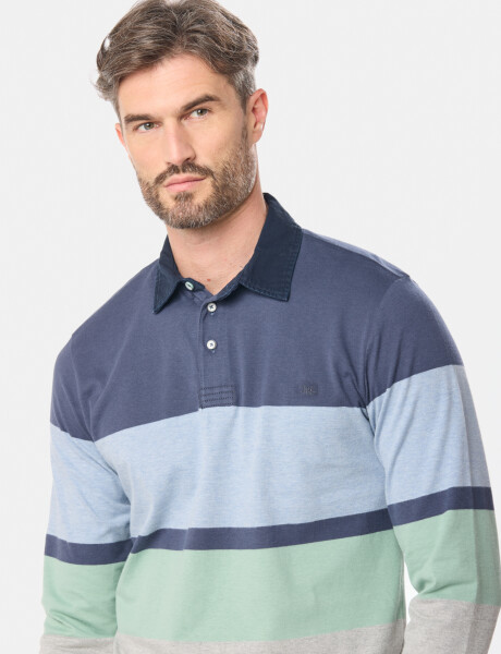 REMERA POLO RAYADA Azul