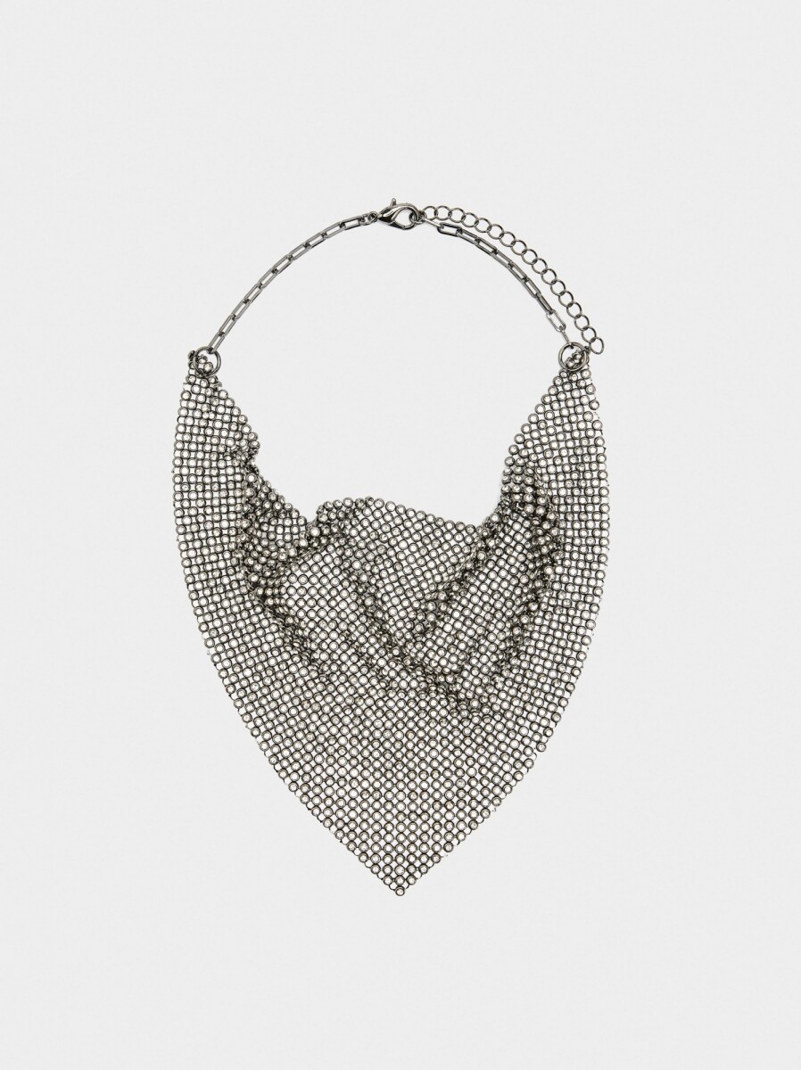 Collar Babero De Cristales - negro 