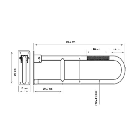 BARRA REBATIBLE DE ACERO INOXIDABLE 80.5CM 000