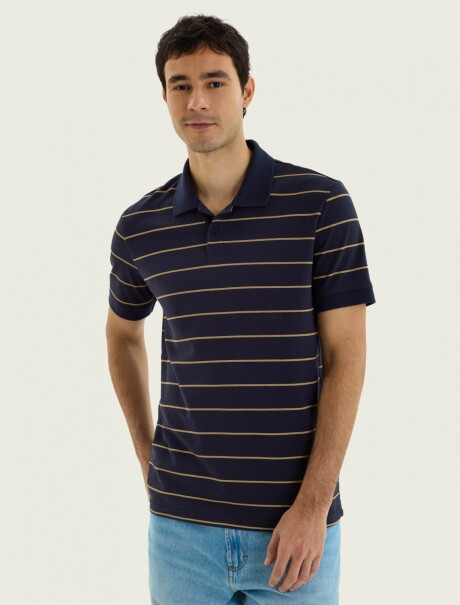 POLO BÁSICA MASCULINA A RAYAS AZUL