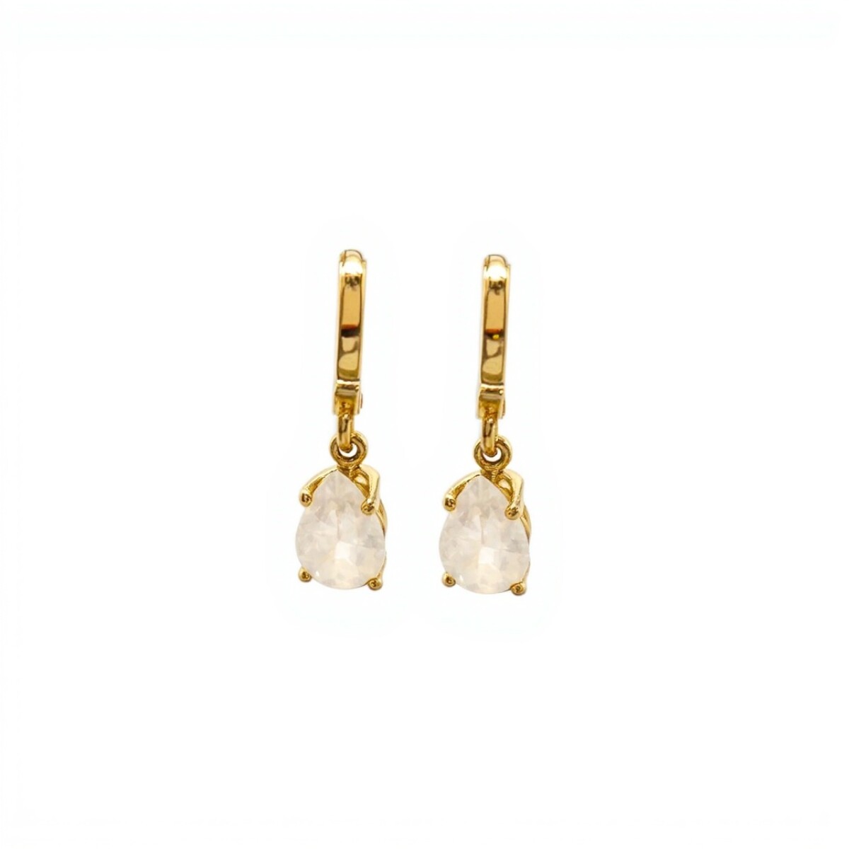 Caravanas aros Lagrima- Plata rodinada con micra oro 18k-Piedra Luna-CA2011 - conpiedra 