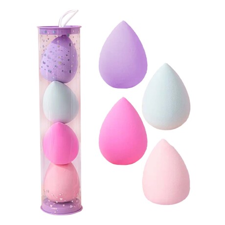 Set Maquillaje 5 Brochas c/ Porta Pinceles + Esponjas Rostro Plateado
