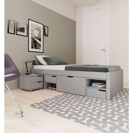 Cama 1 plaza Con Cajones Linea Charme Gris