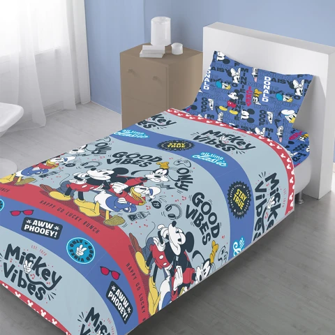 Juego Sábanas Infantiles 1 Plaza 100% Microfibra Mickey