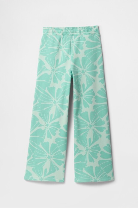 Pantalón Deportivo Wide Leg Logo Gap Niña Aqua Floral