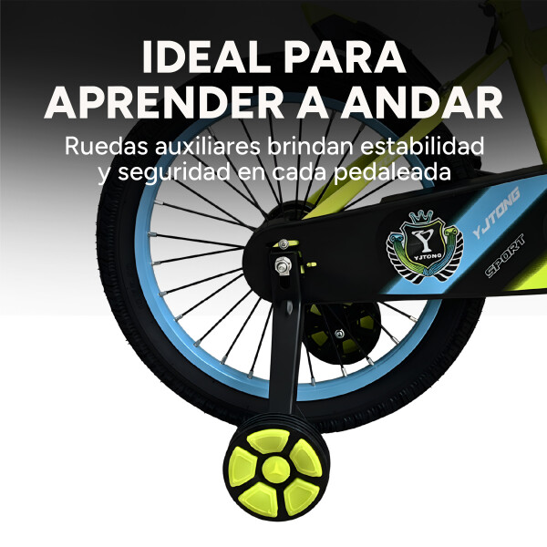 Bicicleta Infantil Yjtong R18 Canasto Parrilla Guardabarros Amarillo 1