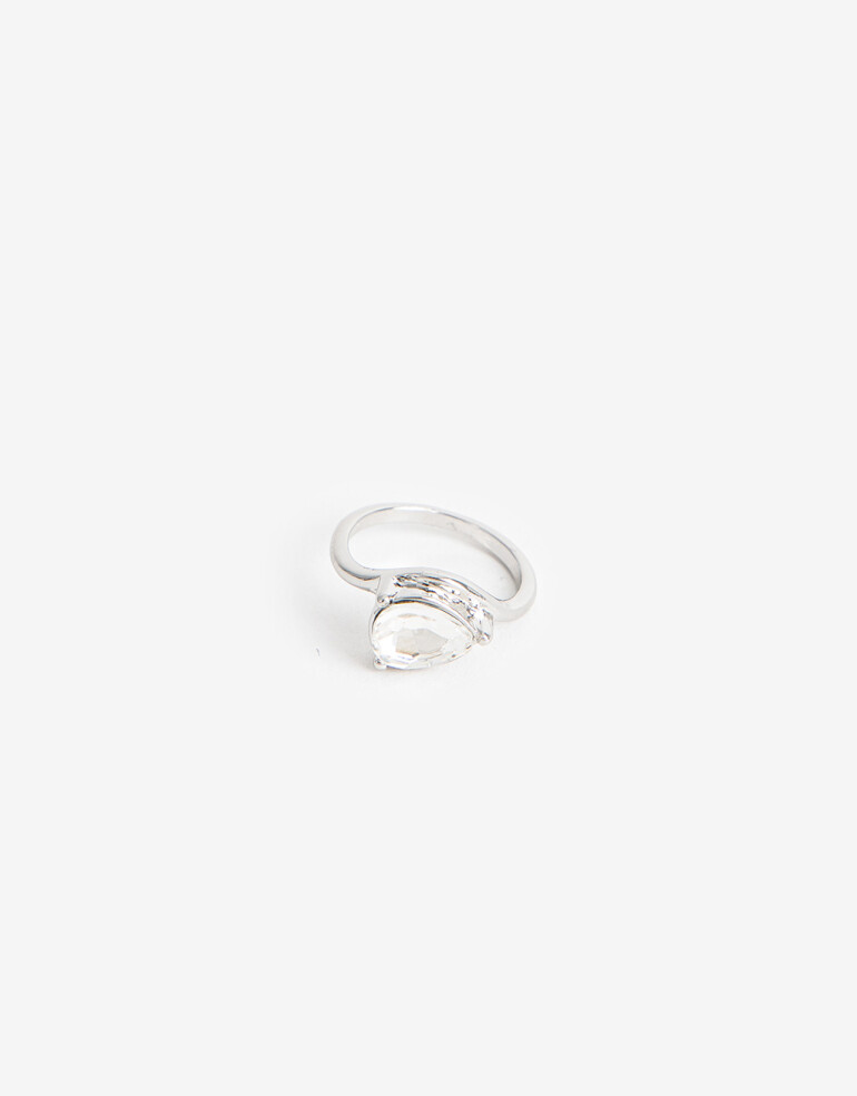 Anillos Chicos Metal Anillo Strass Dedo Meñique - Plateado Rodio