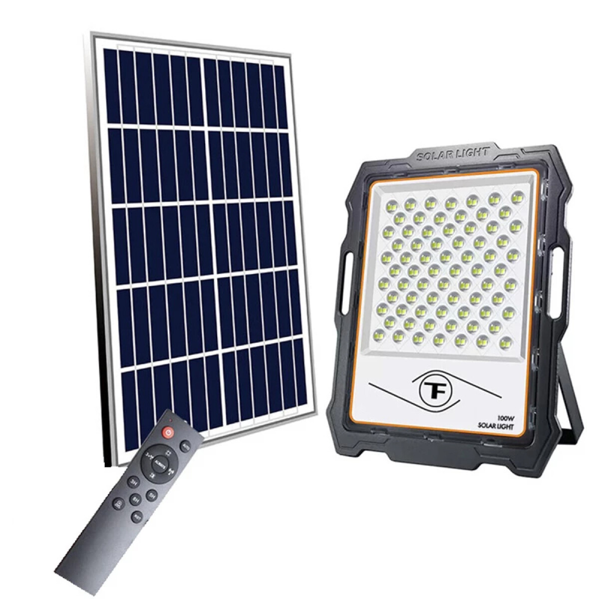 Proyector LED Solar 100W Con Control Remoto Luz Fría 