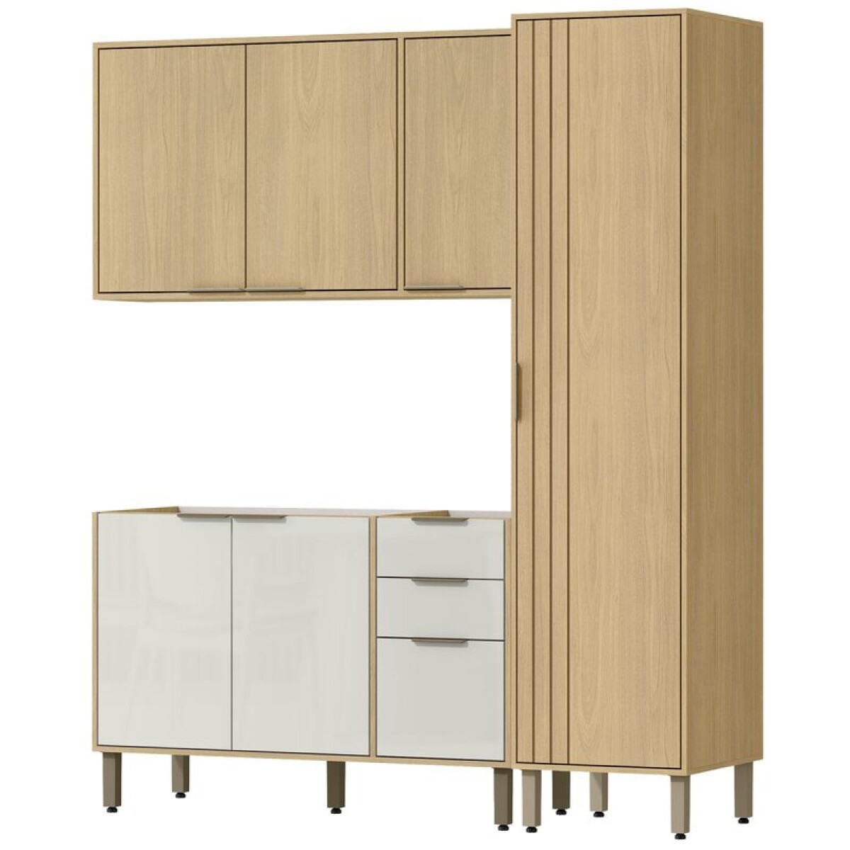 Cocina Modular Gloria 3 Piezas Mdp 15mm Bajo Mesada Guías Telescópicas Aéreo 120 cm Alacenas Y Panelero 