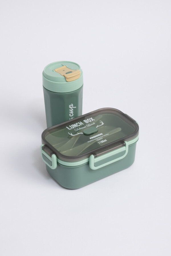 Set lunchera con vaso Verde