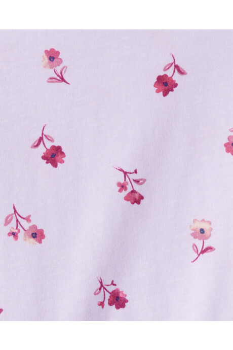 Blusa de algodón, con volado, diseño floral Sin color