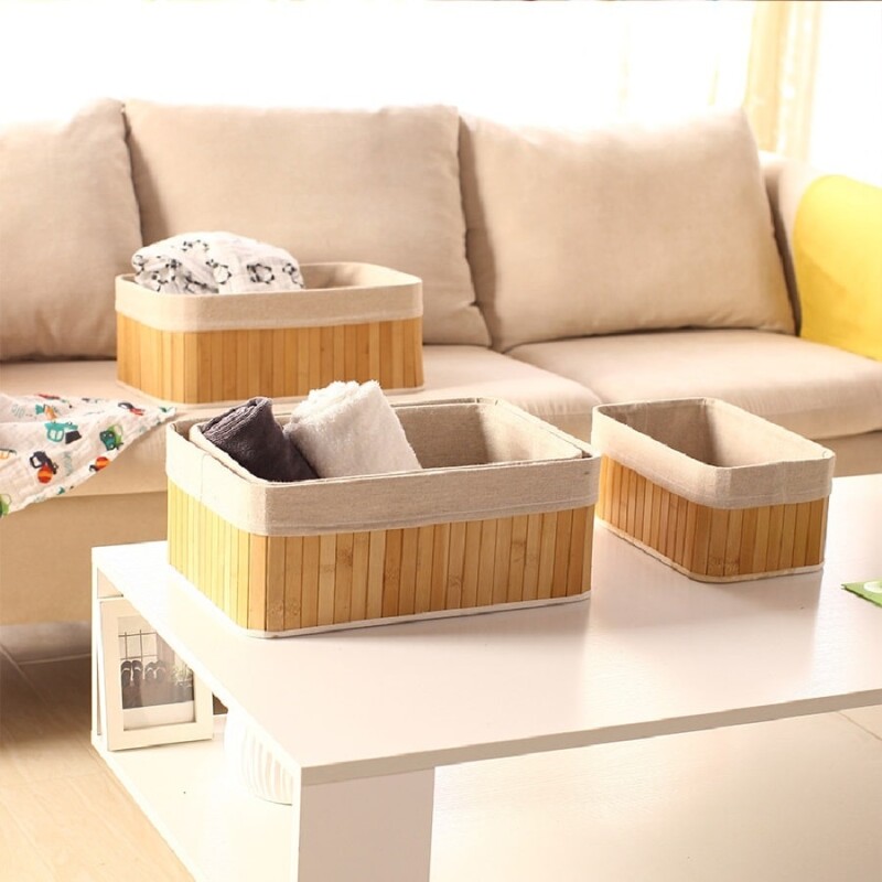 Set 3 cestos organizadores de bambú Set 3 cestos organizadores de bambú