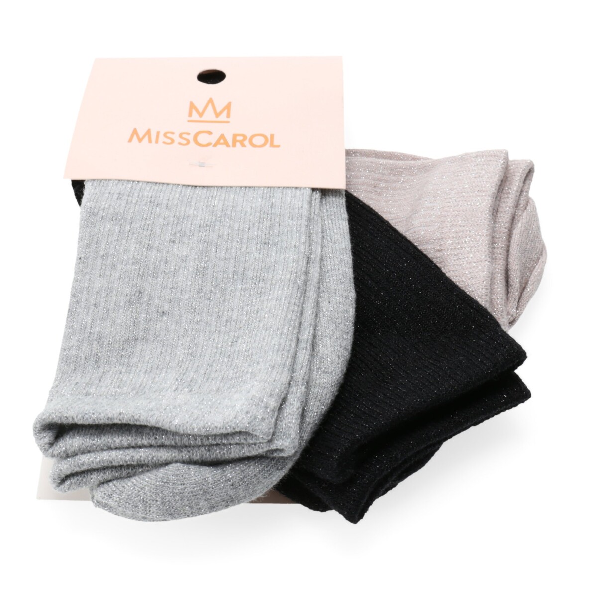 Medias de Mujer Miss Carol Media Lurex pack X3 - Beige / Negro / Gris 