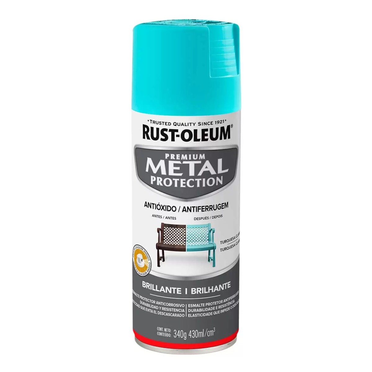 Esmalte Aerosol Metal Protection - Naranja Brillante 340Gr Rust Oleum - Turquesa 340 Rust Oleum 