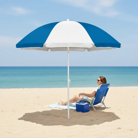 Set Sombrilla FPS 70 + Silla Plegable + Saca Arena Playa MOR Azul/plata