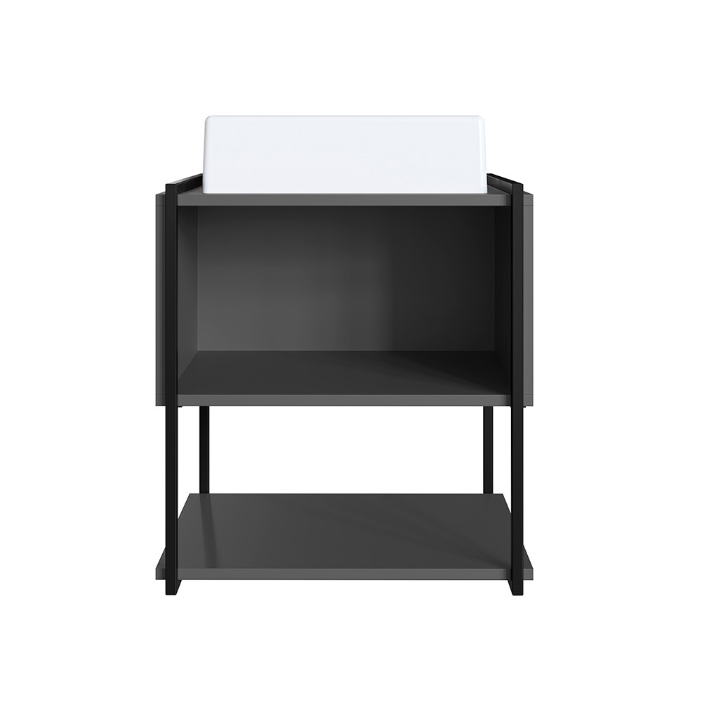 MUEBLE DE BAÑO AEREO NEGRO con bacha blanca / 50cm. Mueble De Baño Aereo Negro Con Bacha Blanca / 50cm.