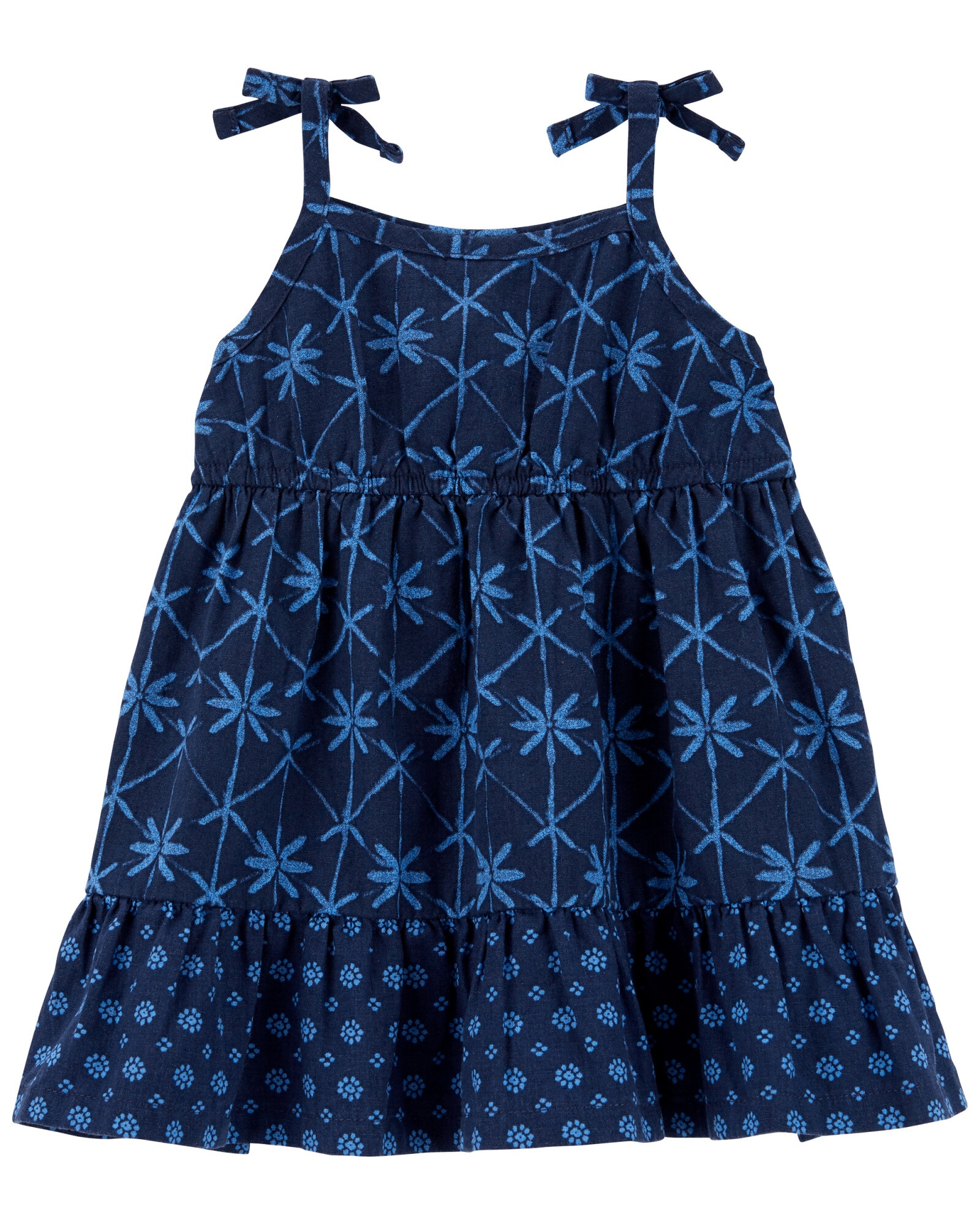 Vestido solera de lino escalonada Sin color