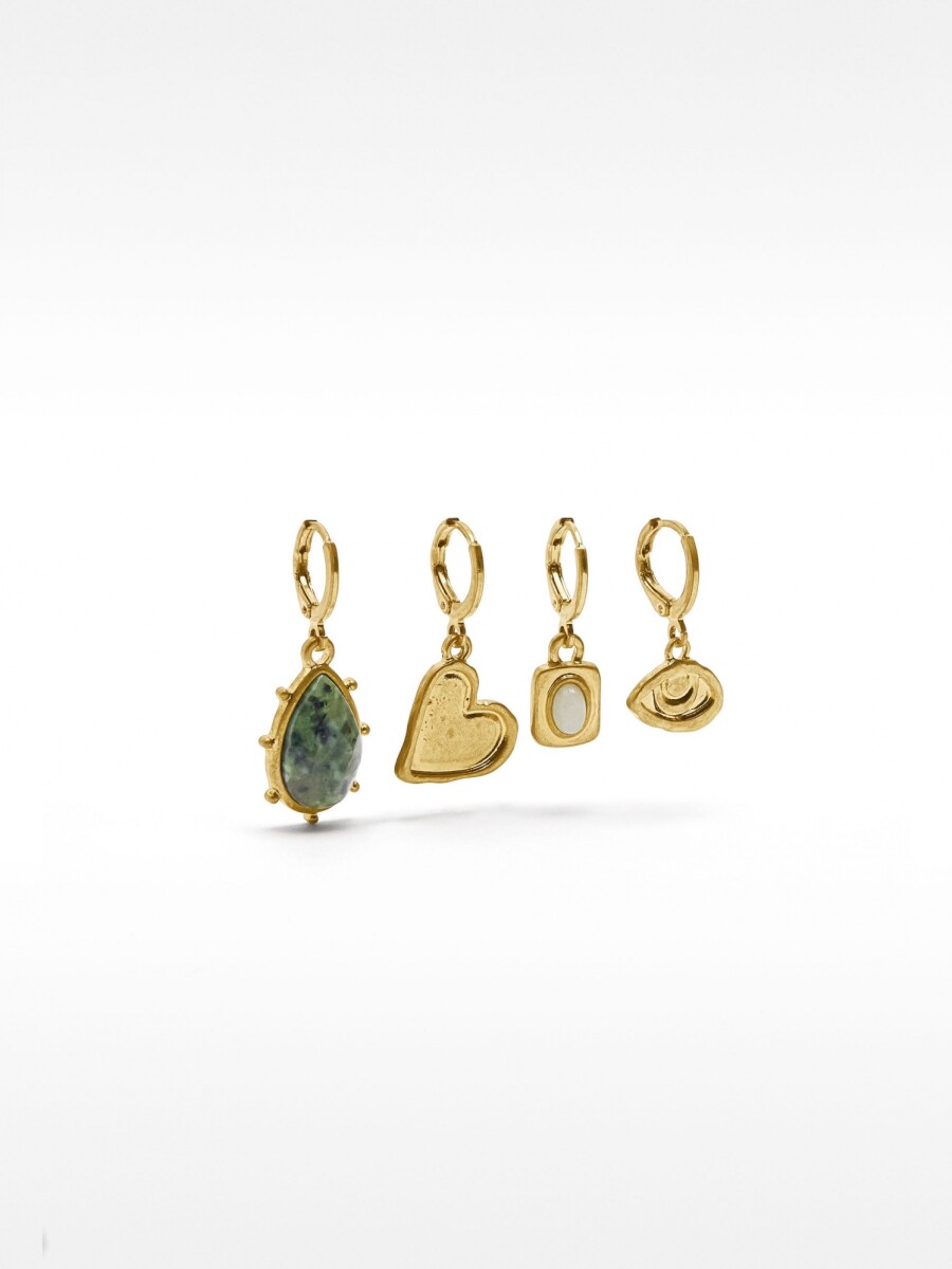 Set De Aros Con Piedras multicolor